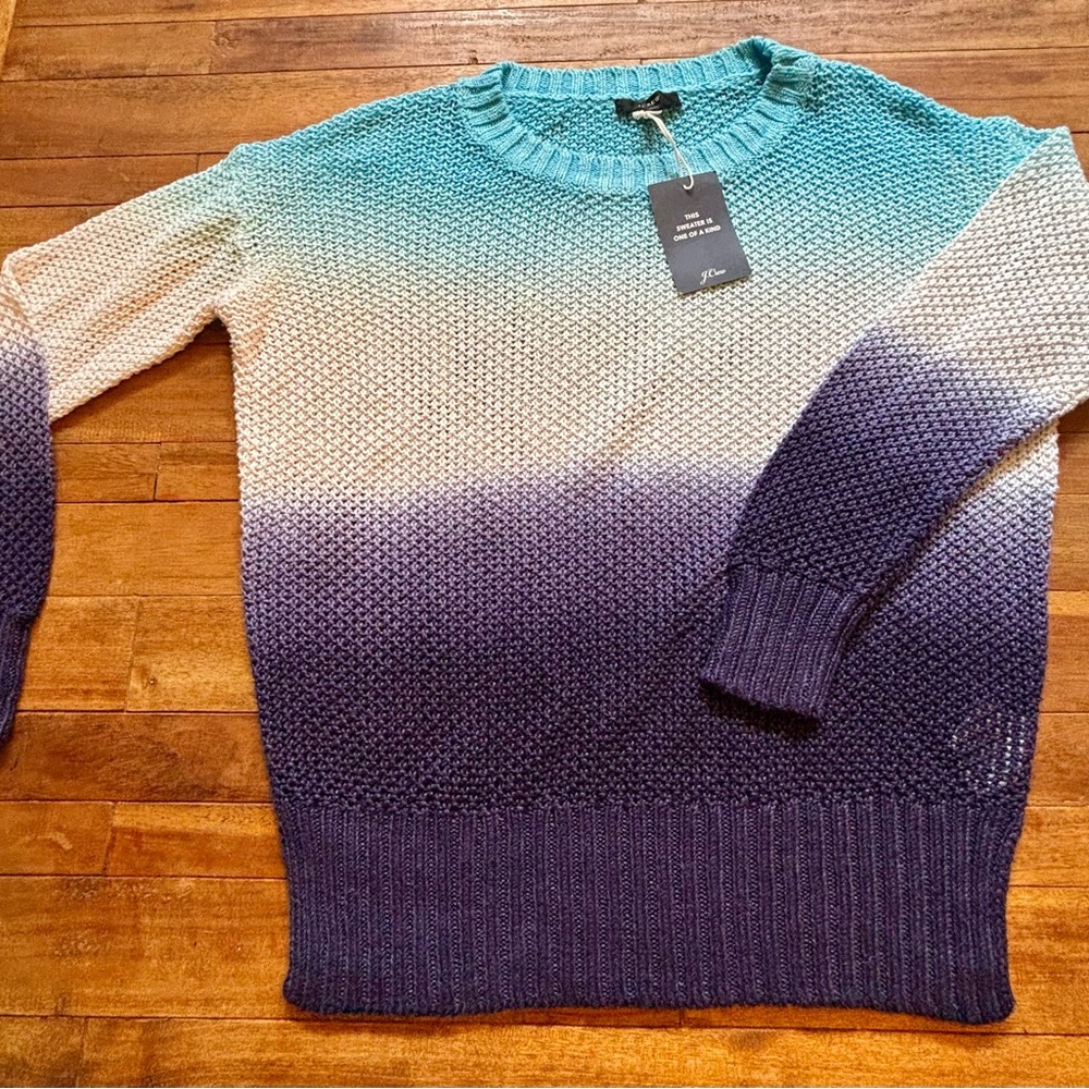 J. Crew Blue and White Knit Sweater